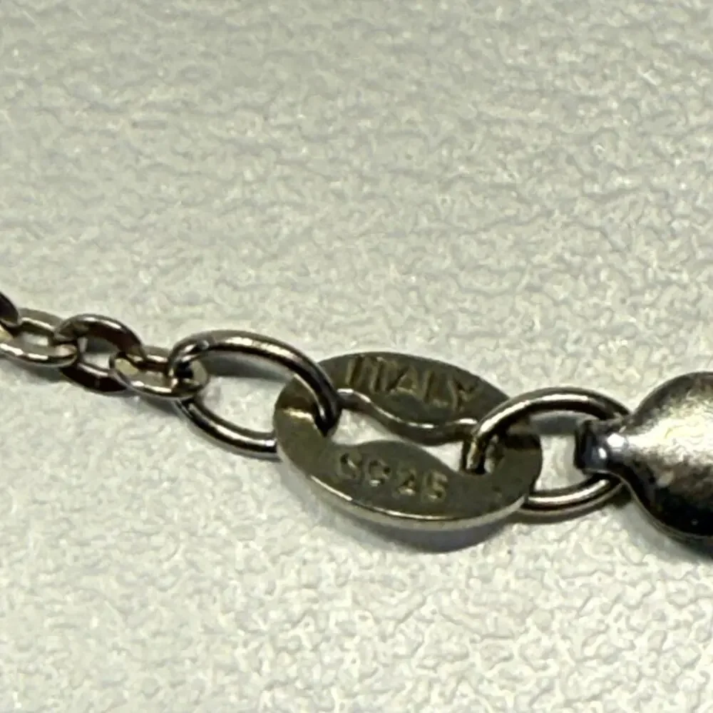 Italy 925 Sterling Silver Pearl Swirl Pendant Necklace 18